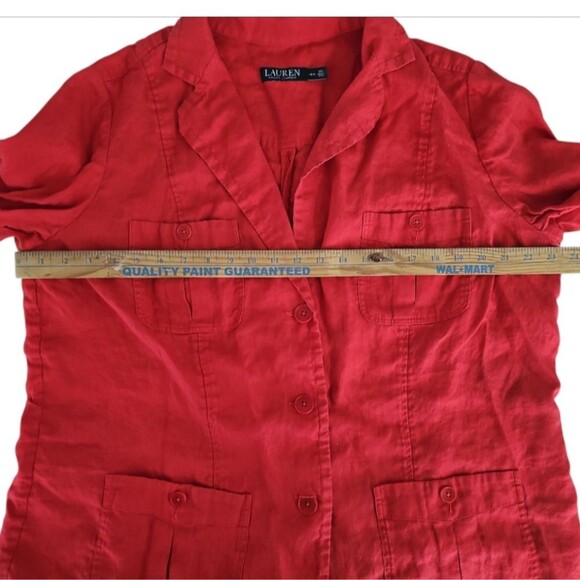Lauren Ralph Lauren Red 100% Linen Blazer Jacket Women’s 18W Holiday Resort Chic - Picture 10 of 13